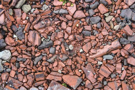 Broken brick road surface as a background close-upの写真素材