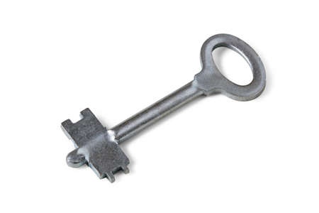 Door key close up isolated on white