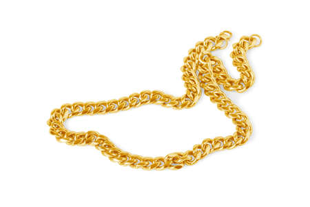 Massive gold male chain isolated on whiteの写真素材