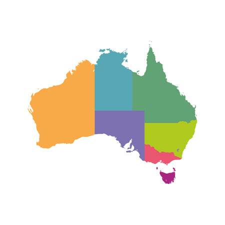 Australia map color with regions.のイラスト素材