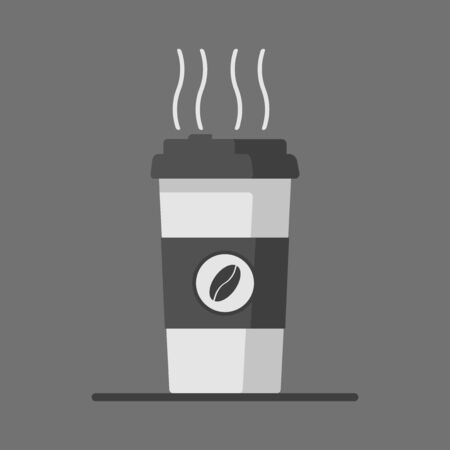 Coffee cup icon with coffee beans on grey background.のイラスト素材