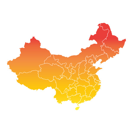 China map. Colorful orange vector illustration on white backgroundのイラスト素材