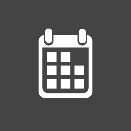 Calendar icon on black background, vector illustration. Flat style. Icons for design, website.のイラスト素材