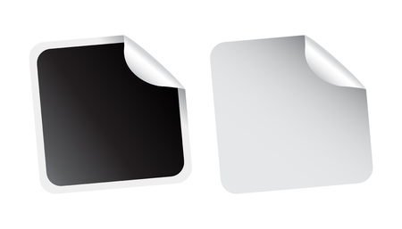 Set of blank stickers. Empty promotional labels. Vector illustration. Black and white square tags.のイラスト素材