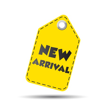 New arrival yellow hang tag. Vector illustrationのイラスト素材