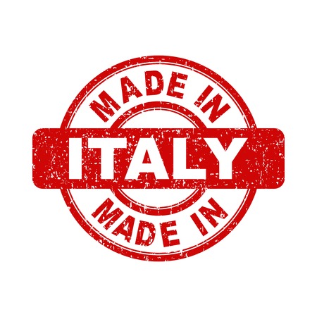 Made in Italy red stamp. Vector illustration on white backgroundのイラスト素材
