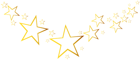 Abstract falling star vector. Illustration with golden christmas stars on white backgroundのイラスト素材