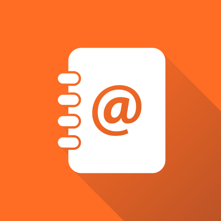 Address book icon with long shadow. Email note flat vector illustration on orange background.のイラスト素材