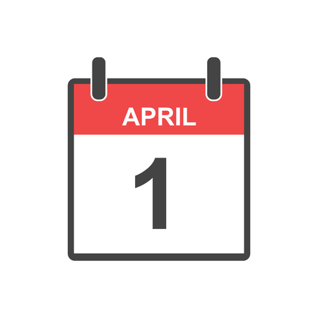1 April fool day calendar icon. Vector illustration in flat style.のイラスト素材