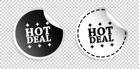 Hot deal sticker. Black and white vector illustration.のイラスト素材