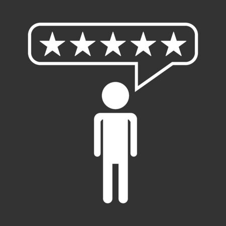 Customer reviews, rating, user feedback concept vector icon. Flat illustration on black background.のイラスト素材