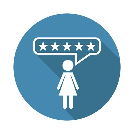 Customer reviews, rating, user feedback concept vector icon. Flat illustration on blue background with long shadow.のイラスト素材