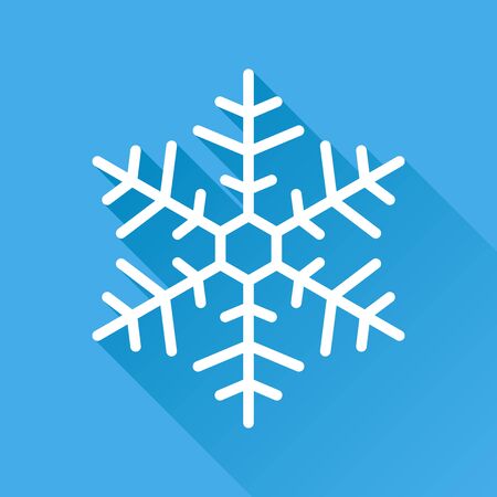 Snowflake icon illustration in flat style isolated on blue color.のイラスト素材