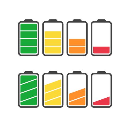 Battery icon set isolated on white color.のイラスト素材
