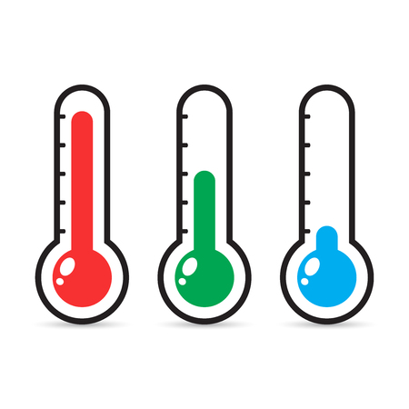 Thermometers icon with different levels. Flat vector illustration isolated on white background.のイラスト素材