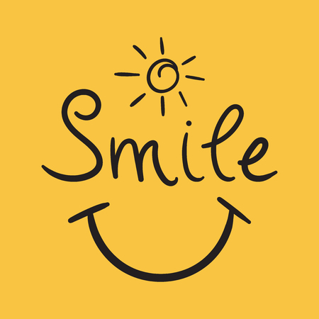 Smile text vector icon. Hand drawn illustration on white background.のイラスト素材