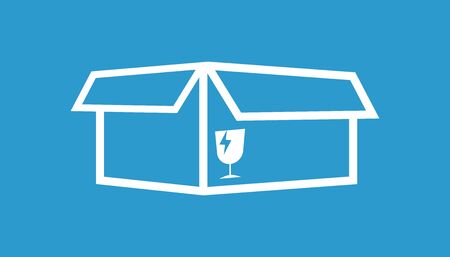 Open box icon. Shipping pack flat vector illustration on blue background.のイラスト素材