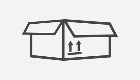 Packaging box icon with arrow symbol. Shipping pack simple vector illustration on white background.のイラスト素材