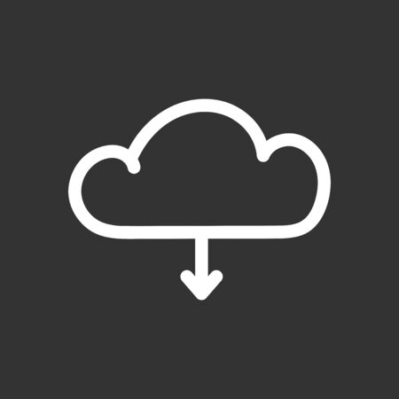 Cloud line icon. Internet download symbol. Flat vector illustration on black background.のイラスト素材