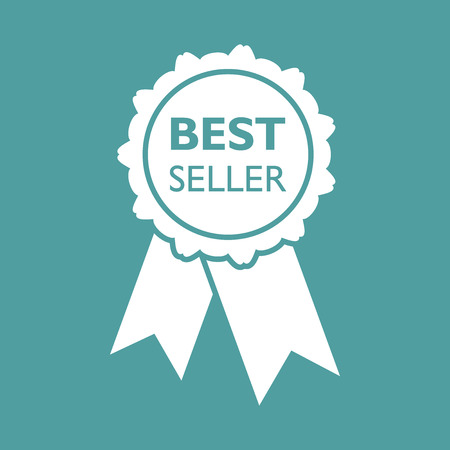 Best seller ribbon icon. Medal vector illustration in flat style on isolated background.のイラスト素材