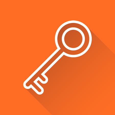 Key Icon vector illustration in flat style isolated on orange background. Unlock line symbol for web site design, logo, app, ui.のイラスト素材