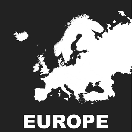 Europe map icon. Flat vector illustration. Europe sign symbol with on black background.のイラスト素材