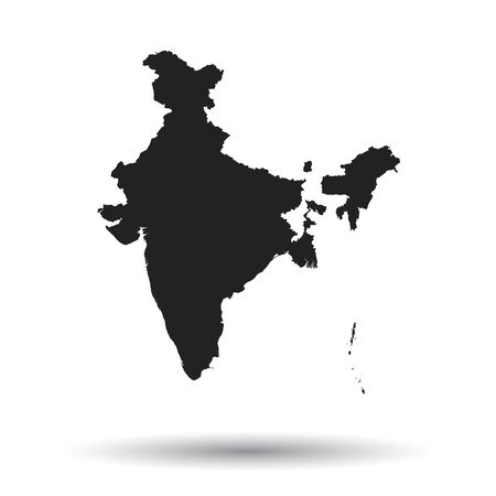 India map icon. Flat vector illustration. India sign symbol with shadow on white background.のイラスト素材