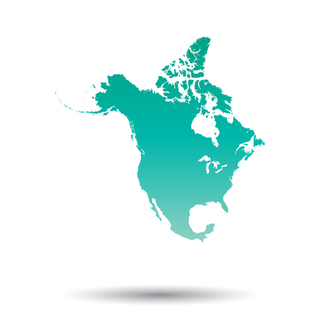 North America map. Colorful turquoise vector illustration on white isolated background.のイラスト素材