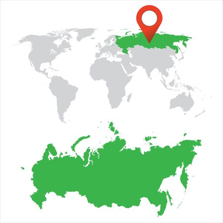 Detailed map of Russia and World map navigation set. Flat vector illustration.のイラスト素材