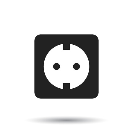 Extension cord vector icon. Electric power socket flat illustration on white background.のイラスト素材