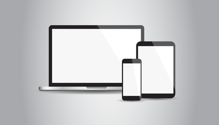 Modern illustration of a  smartphone, tablet, laptop. Vector illustration on gray backgroundのイラスト素材