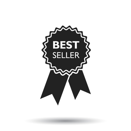 Best seller ribbon icon. Medal vector illustration in flat style on white background.のイラスト素材