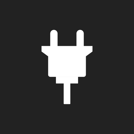 Electric plug icon. Power plug flat vector illustration on black background.のイラスト素材