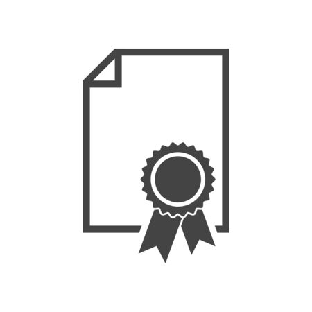 Certificate icon. Diploma symbol. Flat vector illustration on white background.のイラスト素材