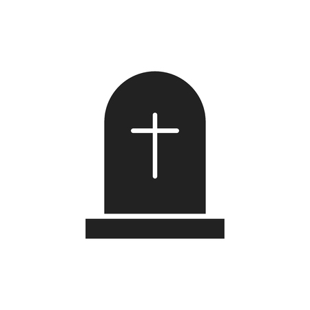 Halloween grave icon. Gravestone vector illustration. Rip tombstone flat icon.のイラスト素材
