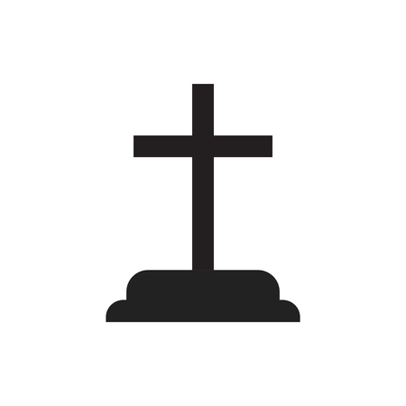Halloween grave icon. Gravestone vector illustration. Rip tombstone flat icon.のイラスト素材