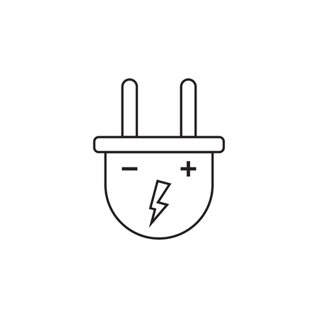 Plug vector icon in line style. Power wire cable flat illustration.のイラスト素材