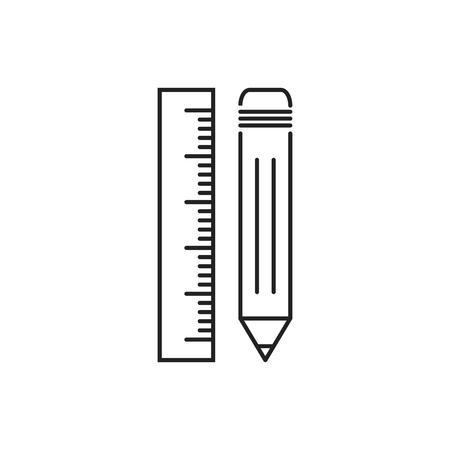 Pencil with ruler icon. Ruler meter vector illustration.のイラスト素材