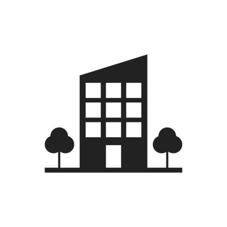 Building with trees icon. Business vector illustration.のイラスト素材