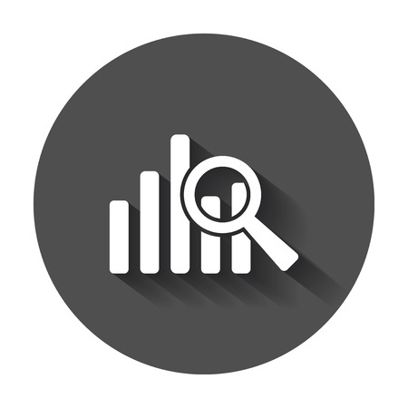 Business graph icon. Chart flat vector illustration with long shadow.のイラスト素材