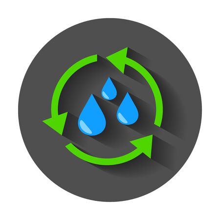 Water cycle icon. Flat vector illustration with long shadow.のイラスト素材