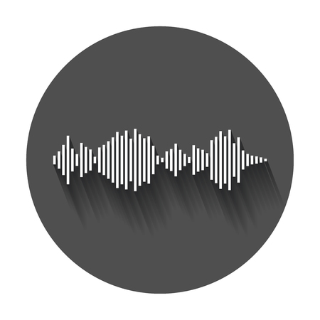 Vector sound waveforms icon. Sound waves and musical pulse vector illustration with long shadow.のイラスト素材