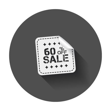 Sale stickers 60% percent off. Vector illustration with long shadow.のイラスト素材