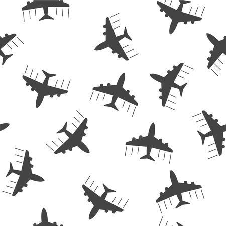 Airplane seamless pattern background icon. Flat vector illustration. Plane sign symbol pattern.のイラスト素材