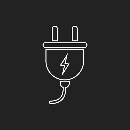 Plug vector icon in line style. Power wire cable flat illustration.のイラスト素材