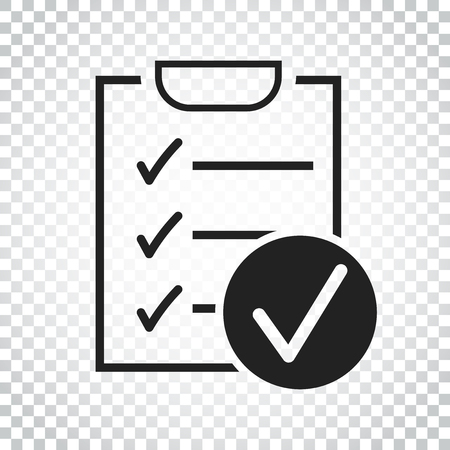 Checklist vector icon. Survey vector illustration in flat design on isolated background. Simple business concept pictogram.のイラスト素材