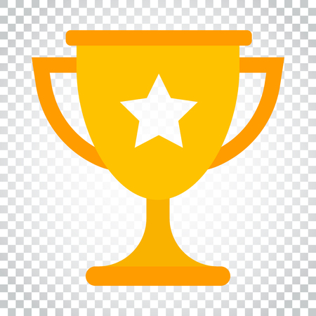 Trophy cup flat vector icon. Simple winner symbol. Gold illustration on isolated background. Simple business concept pictogram.のイラスト素材