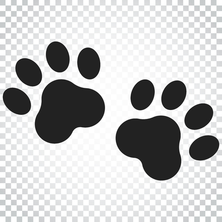Paw print vector icon. Dog or cat pawprint illustration. Animal silhouette. Simple business concept pictogram on isolated background.のイラスト素材