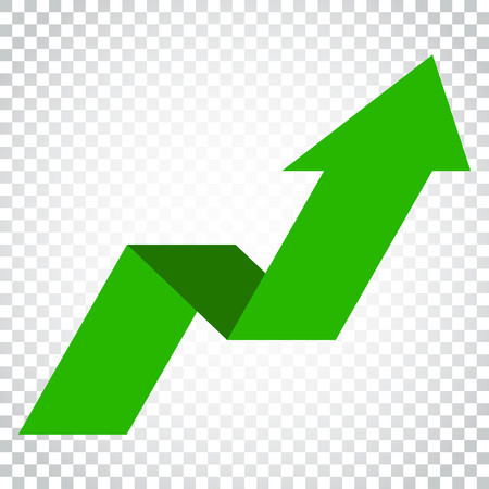 Arrow growing graph vector icon. Progress arrow grow sign illustration. Business concept simple flat pictogram on isolated background.のイラスト素材