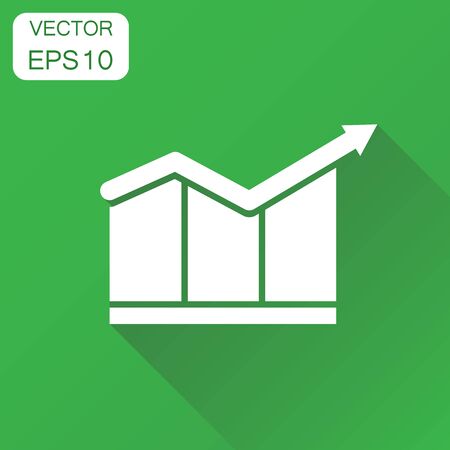 Chart graph diagram icon. Business concept chart pictogram. Vector illustration on green background with long shadow.のイラスト素材